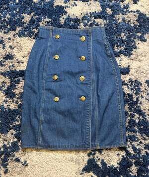Perry Ellis America Vintage Denim Double Breasted Mini Skirt Size 9